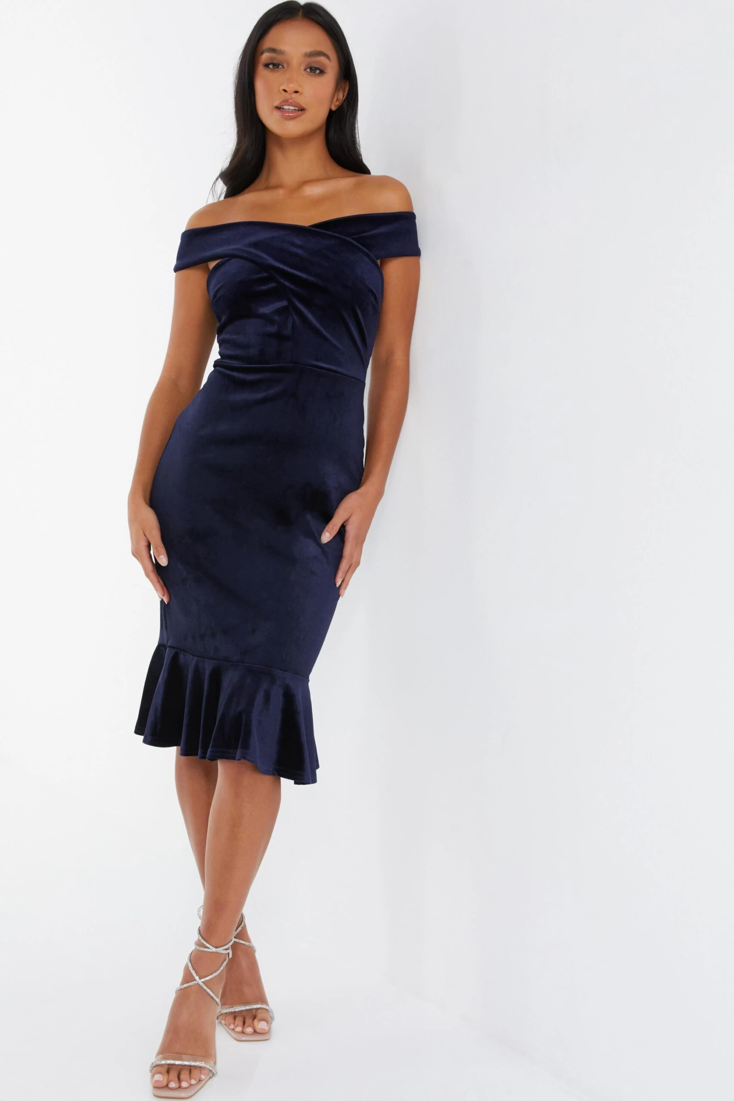 Petite Royal Blue Velvet Midi Dress 4 Petite Royal Blue Velvet Midi Dress - Image 2