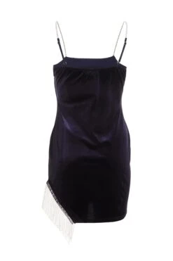 Petite Blue Velvet Diamante Trim Mini Dress -Deals Clothifyr Store 00100036090 ZB