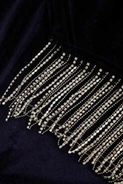 Petite Blue Velvet Diamante Trim Mini Dress -Deals Clothifyr Store 00100036090 ZS