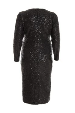 Curve Black Sequin Wrap Midi Dress 12 Curve Black Sequin Wrap Midi Dress -Deals Clothifyr Store 00100036098 ZB