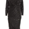 Curve Black Sequin Wrap Midi Dress 2 Curve Black Sequin Wrap Midi Dress -Deals Clothifyr Store 00100036098 ZM