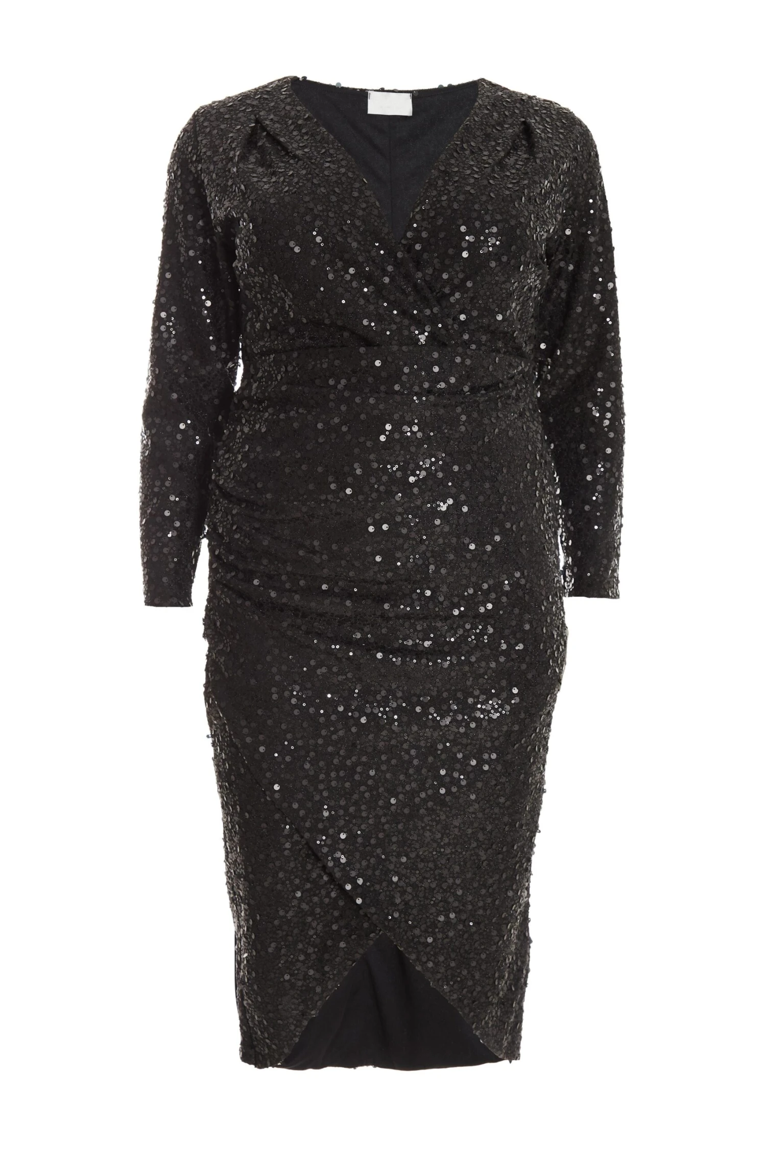 Curve Black Sequin Wrap Midi Dress 3 Curve Black Sequin Wrap Midi Dress