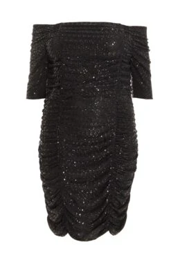 Curve Black Sequin Bardot Mini Dress
