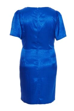 Curve Royal Blue Satin Animal Print Midi Dress -Deals Clothifyr Store 00100036102 ZB
