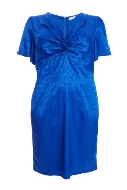 Curve Royal Blue Satin Animal Print Midi Dress