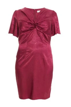 Curve Berry Satin Animal Print Midi Dress