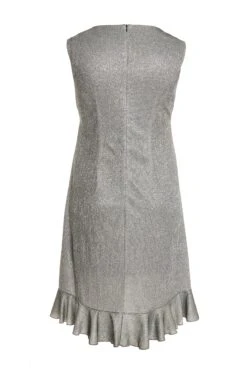 Curve Silver Bodycon Frill Midi Dress -Deals Clothifyr Store 00100036104 ZB