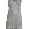 Curve Silver Bodycon Frill Midi Dress -Deals Clothifyr Store 00100036104 ZM