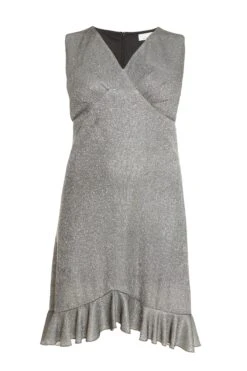 Curve Silver Bodycon Frill Midi Dress
