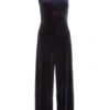 Petite Navy Velvet Bow Palazzo Jumpsuit -Deals Clothifyr Store 00100036108 ZM