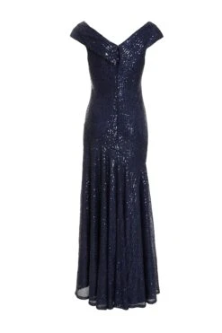 Petite Navy Sequin Ruched Maxi Dress -Deals Clothifyr Store 00100036118 ZB