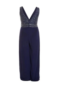 Curve Navy Chiffon Embellished Palazzo Jumpsuit -Deals Clothifyr Store 00100036121 ZB