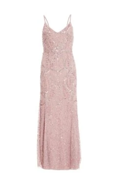 Petite Pink Sequin Fishtail Maxi Dress