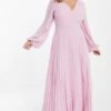 Curve Pink Pleated Chiffon Maxi Dress -Deals Clothifyr Store 00100036128 XM