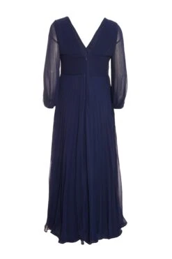 Curve Navy Pleated Chiffon Maxi Dress -Deals Clothifyr Store 00100036129 ZB