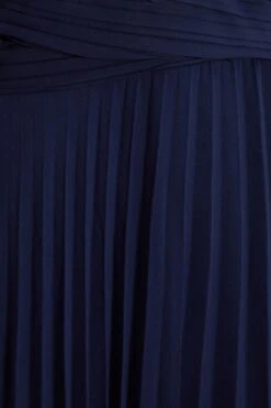 Curve Navy Pleated Chiffon Maxi Dress -Deals Clothifyr Store 00100036129 ZS