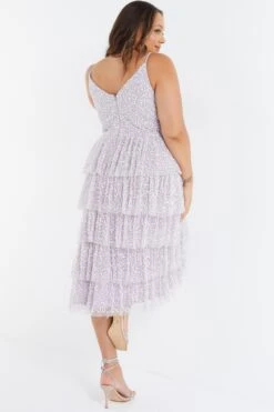 Curve Lilac Sequin Tiered Midi Dress 10 Curve Lilac Sequin Tiered Midi Dress -Deals Clothifyr Store 00100036130 XB