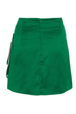 Green Satin Bow Mini Skirt -Deals Clothifyr Store 00100036176 ZB