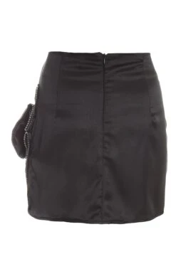 Black Satin Bow Mini Skirt 12 Black Satin Bow Mini Skirt -Deals Clothifyr Store 00100036177 ZB