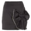 Black Satin Bow Mini Skirt -Deals Clothifyr Store 00100036177 ZM