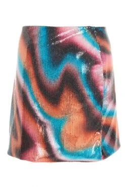 Multicoloured Sequin Marble Print Mini Skirt -Deals Clothifyr Store 00100036199 ZB
