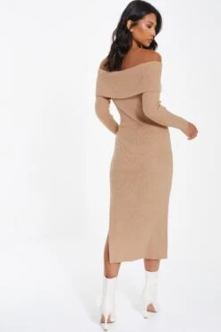 Camel Ribbed Knit Bodycon Midi Dress 10 Camel Ribbed Knit Bodycon Midi Dress -Deals Clothifyr Store 00100036206 XB