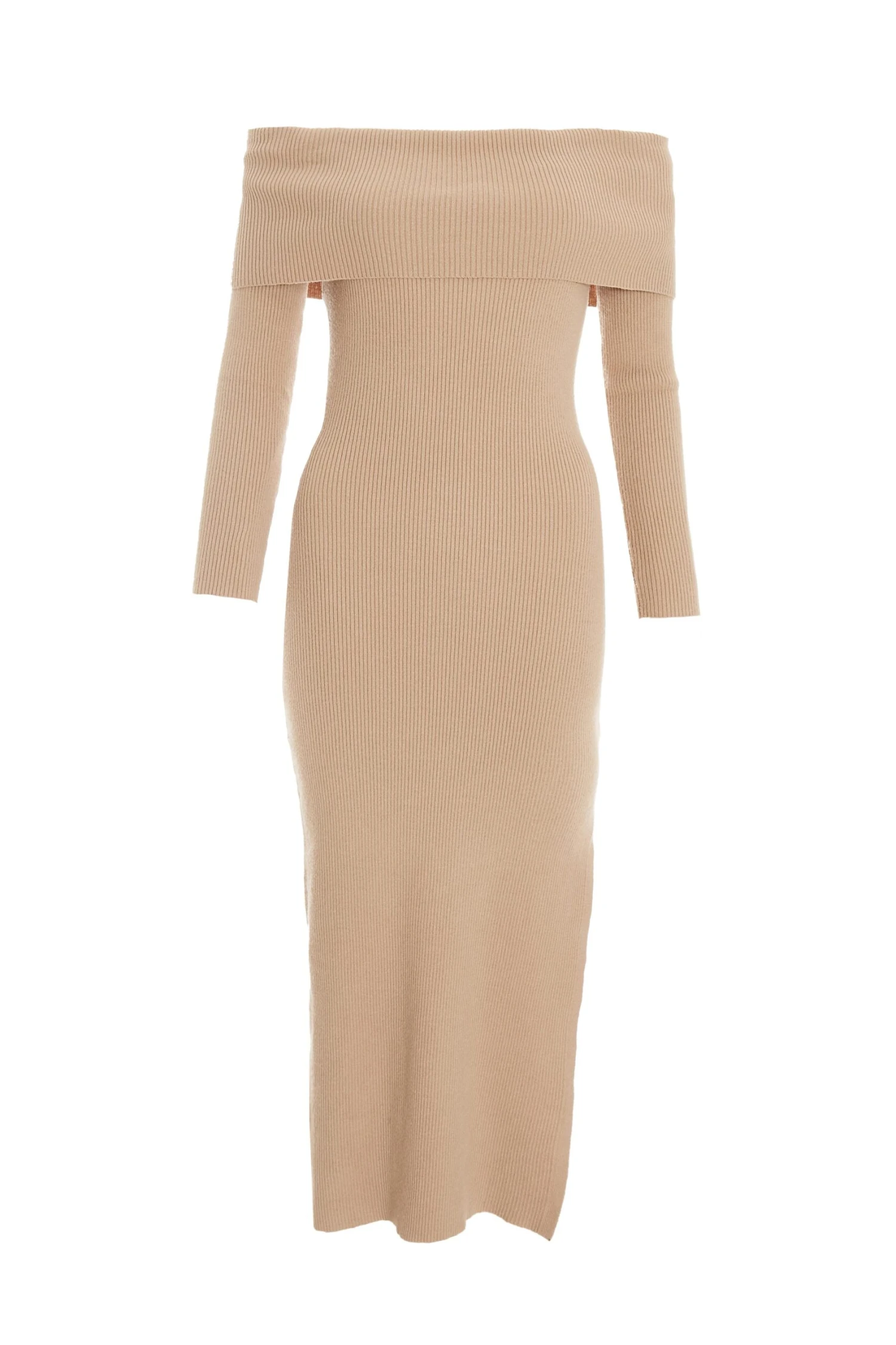 Camel Ribbed Knit Bodycon Midi Dress 3 Camel Ribbed Knit Bodycon Midi Dress