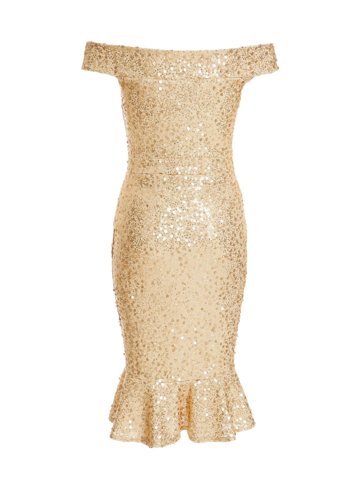 Petite Gold Sequin Bardot Midi Dress 7 Petite Gold Sequin Bardot Midi Dress - Image 5