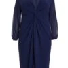 Curve Navy Chiffon Knot Midi Dress -Deals Clothifyr Store 00100036321 ZM