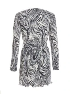 Petite Black Plisse Swirl Wrap Dress -Deals Clothifyr Store 00100036325 ZB