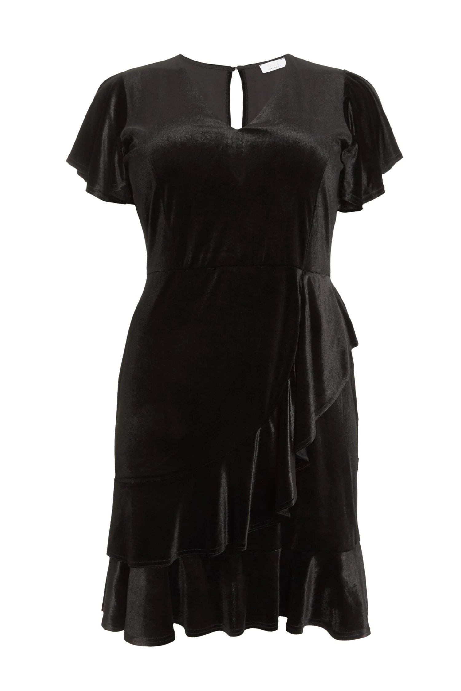 Curve Black Velvet Frill Dress 3 Curve Black Velvet Frill Dress