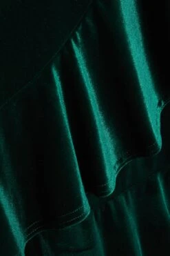 Curve Bottle Green Velvet Frill Dress -Deals Clothifyr Store 00100036329 ZS