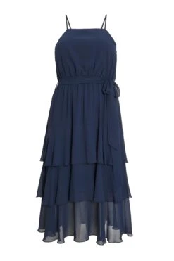 Curve Navy Chiffon Tiered Midaxi Dress