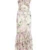 Petite White Chiffon Floral Frill Maxi Dress -Deals Clothifyr Store 00100036431 ZM