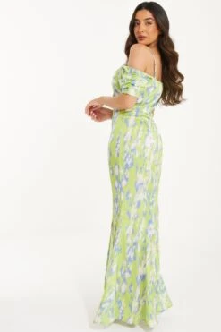 Petite Lime Marble Print Satin Maxi Dress -Deals Clothifyr Store 00100036465 XB
