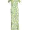 Petite Lime Marble Print Satin Maxi Dress