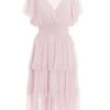 Petite Pink Chiffon Tiered Midi Dress 1 Petite Pink Chiffon Tiered Midi Dress -Deals Clothifyr Store 00100036469 ZM