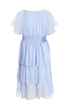 Curve Blue Chiffon Tiered Midi Dress -Deals Clothifyr Store 00100036471 ZB