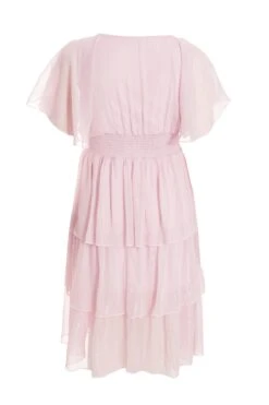 Curve Pink Chiffon Tiered Midi Dress -Deals Clothifyr Store 00100036472 ZB