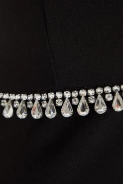 Petite Black Diamante Frill Midi Dress -Deals Clothifyr Store 00100036482 ZS