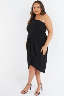 Curve Black One Shoulder Diamante Midi Dress -Deals Clothifyr Store 00100036484 XS