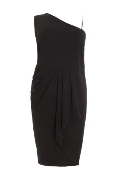 Curve Black One Shoulder Diamante Midi Dress