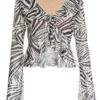 Stone Zebra Print Mesh Top -Deals Clothifyr Store 00100036487 ZM
