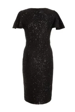 Petite Black Sequin Wrap Midi Dress -Deals Clothifyr Store 00100036488 ZB