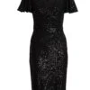 Petite Black Sequin Wrap Midi Dress 1 Petite Black Sequin Wrap Midi Dress -Deals Clothifyr Store 00100036488 ZM