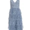 Petite Blue Sequin Tiered Midi Dress 2 Petite Blue Sequin Tiered Midi Dress -Deals Clothifyr Store 00100036497 ZM