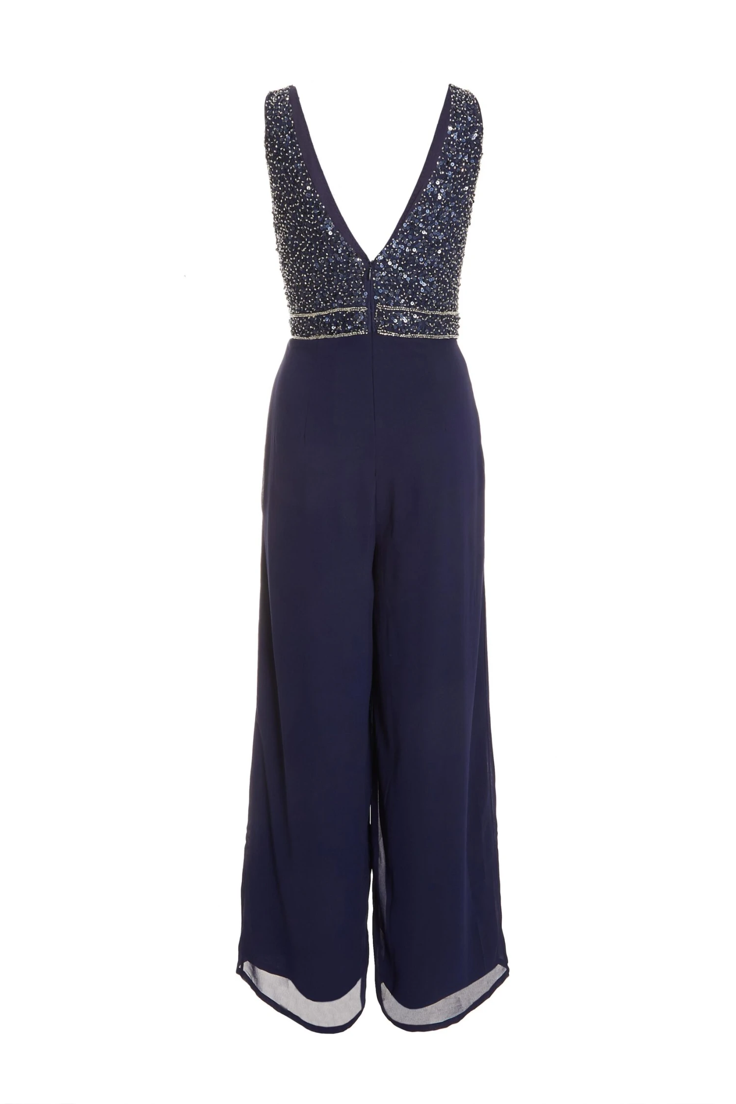 Petite Navy Sequin Wrap Palazzo Jumpsuit 7 Petite Navy Sequin Wrap Palazzo Jumpsuit - Image 5