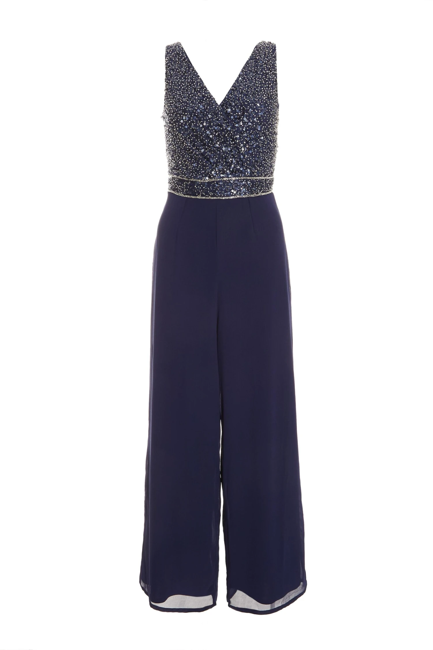 Petite Navy Sequin Wrap Palazzo Jumpsuit 3 Petite Navy Sequin Wrap Palazzo Jumpsuit