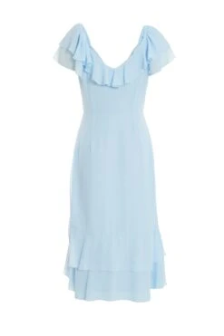 Petite Light Blue Chiffon Frill Maxi Dress -Deals Clothifyr Store 00100036542 ZB