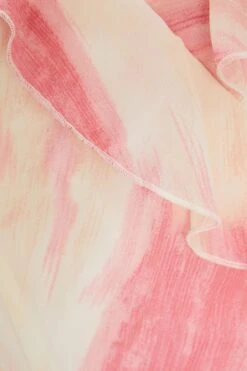 Petite Pink Brush Stroke Frill Midaxi Dress -Deals Clothifyr Store 00100036543 ZS